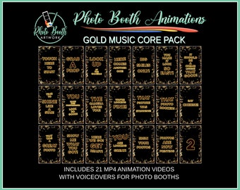 Gold Music Photo Booth Animation Core Pack | Portrait Vertical | Magic Mirror Booth, Selfie Station, Voice Over, Modern, Social Media