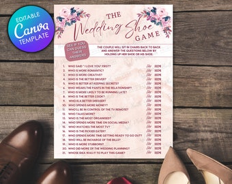 Wedding Shoe Game | Canva Customizable | Floral | Fun Guess Who Game For Couples At Events | Instant Download DIY Party Game | Printable