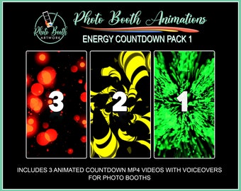 Energy Countdown Pack | Set of 3 Animations For Photo Booths, Mirror Booth, Selfie Stations, & Any Portrait Video With Spoken Countdown