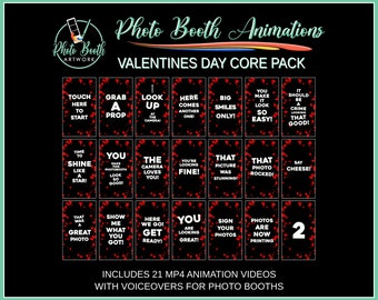 Valentine's Day Photo Booth Animation Core Pack | Portrait Vertical | Magic Mirror Booth, Selfie Station, Voice Over, Modern, Holidays