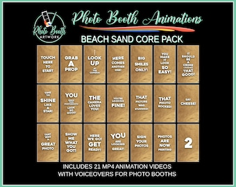 Beach Sand Photo Booth Animation Core Pack | Portrait Vertical | Magic Mirror Booth, Selfie Station, Voice Over, Modern, Beach Wedding