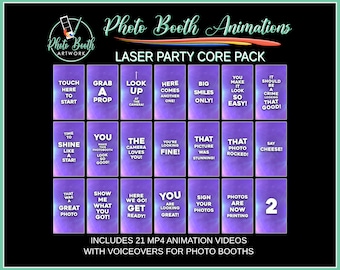 Laser Party Photo Booth Animation Core Pack | Portrait Vertical | Magic Mirror Booth, Selfie Station, Voice Over, Modern, Party Decorations
