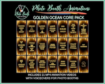 Golden Ocean Photo Booth Animation Core Pack | Portrait Vertical | Magic Mirror Booth, Selfie Station, Voice Over, Modern, Social Media