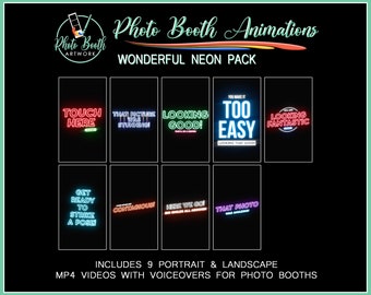 Neon 2 Photo Booth Animation Pack. Portrait & Landscape. Magic Mirror Booth, Selfie Station, Voice Over. Modern, Exciting, Sci-fi, Cool