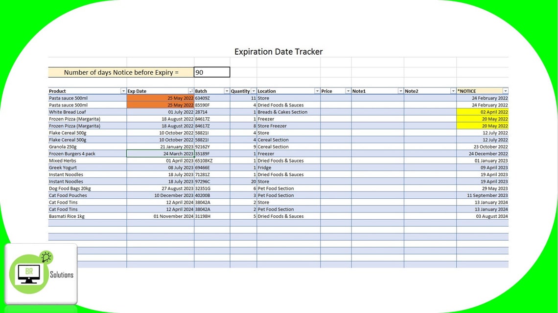 Expiration Date Tracker Excel Template for Small Businesses Etsy Expiration Date Tracker Excel Template for Small Businesses Etsy