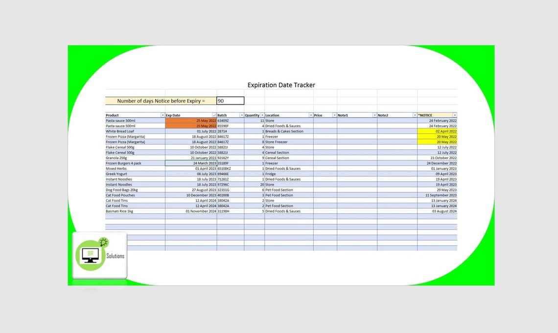 Expiration Date Tracker Excel Template for Small Businesses Etsy Expiration Date Tracker Excel Template for Small Businesses Etsy