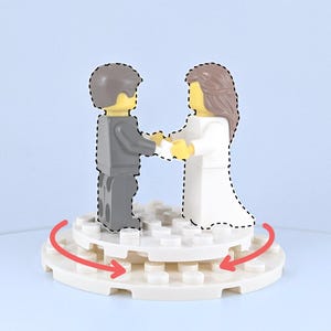 Cake Topper Display Turntable - Add-on for Custom Bride & Groom Minifigure Set - Minifigures not Included