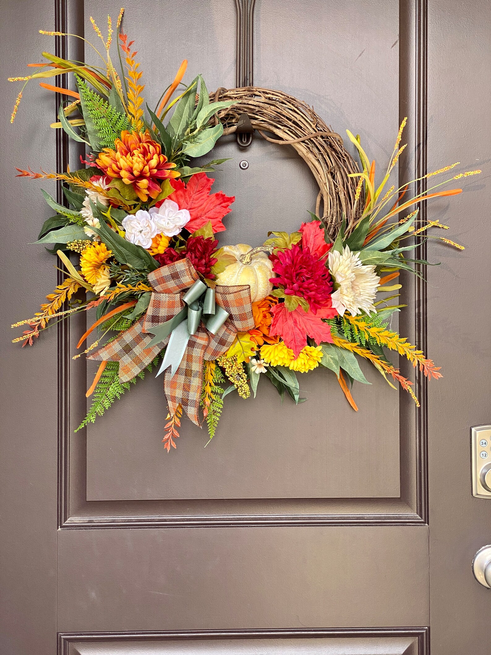 Colorful Fall Grapevine Wreath, Autumn Wreath, Front Door Wreath ...