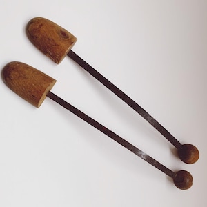 Pair of Vintage SHOE STRETCHERS Wood/Flex Metal - Made in England
