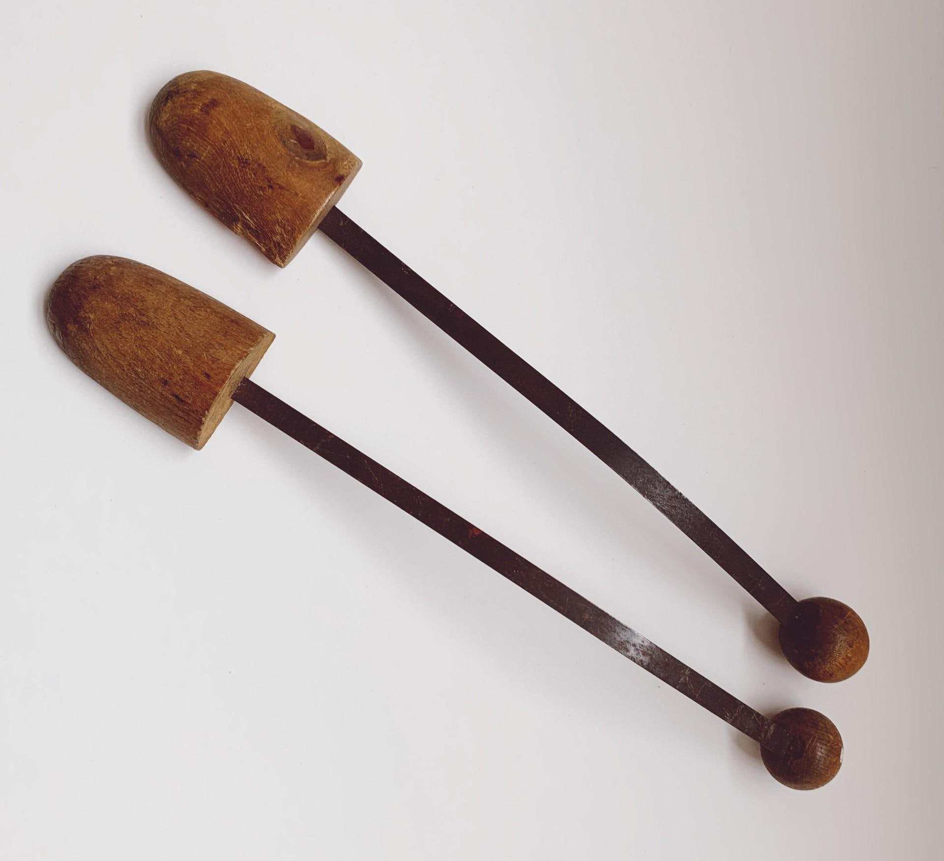 Pair of Vintage SHOE STRETCHERS Wood/Flex Metal - Made in England