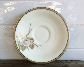 Cute Saucer - Prussia Hand Painted Plate, Vintage China, Floral China, Pink Rose