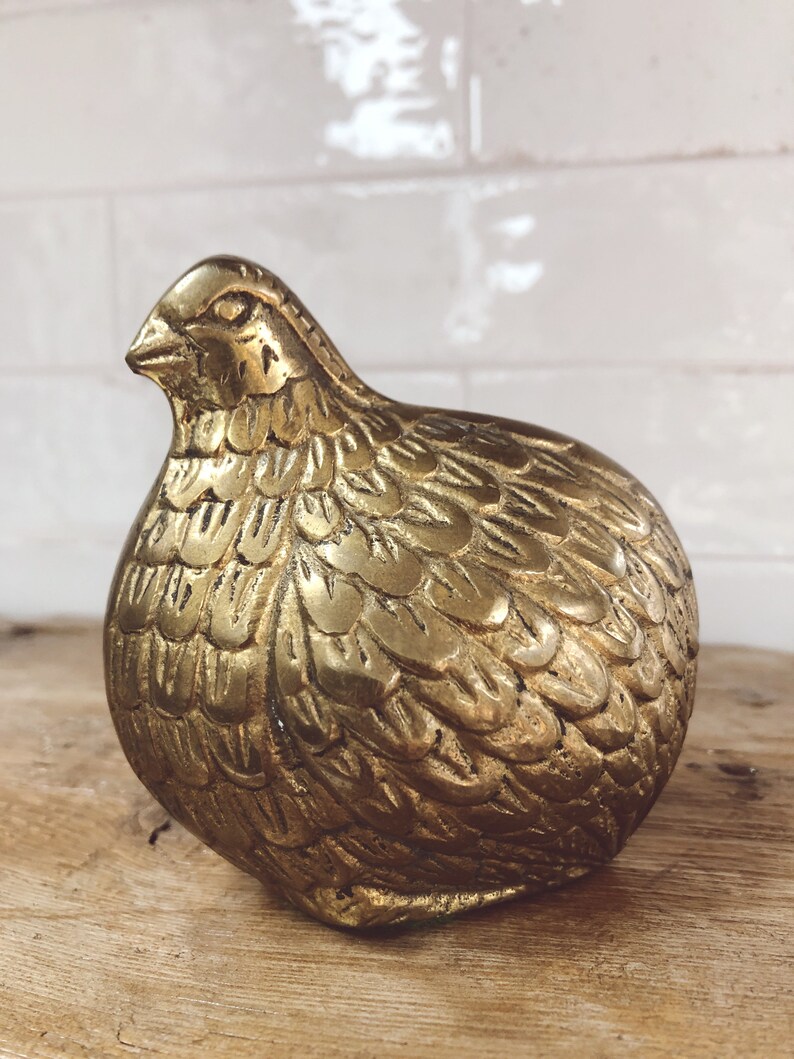 Vintage Brass Quail Figure Brass Bird Figure MCM Brass Figure Brass