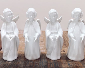 White Porcelain Angels, Vintage Angel Figurines, Bavarian Porcelain, Christmas Decor, Christmas Angel, Christian Home Decor