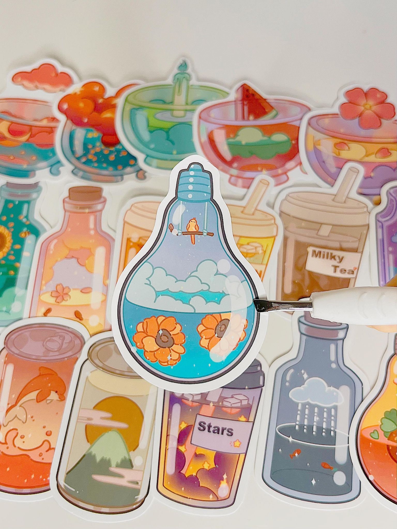 Mystic Bag Cute Aesthetic Drink Sticker Pastel Color Stickers for