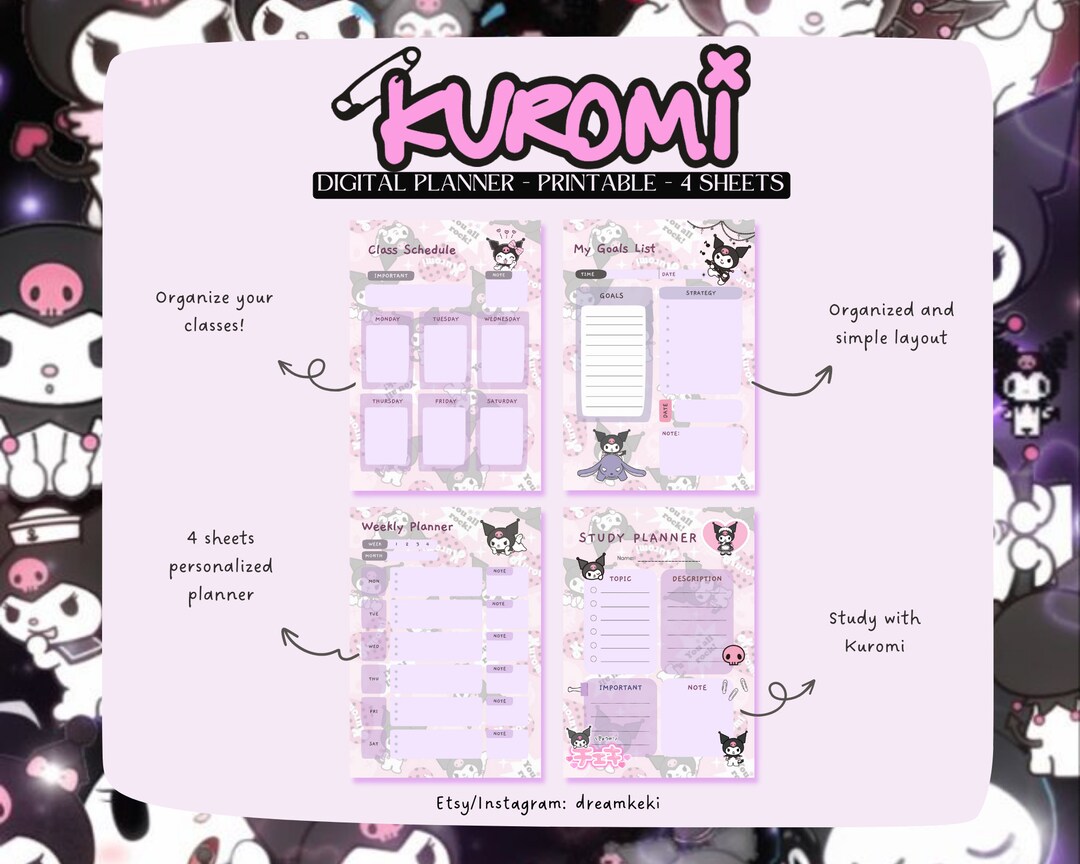 4 Tabs / Kawaii Purple Digital Planner 2023 / Cute Digital - Etsy