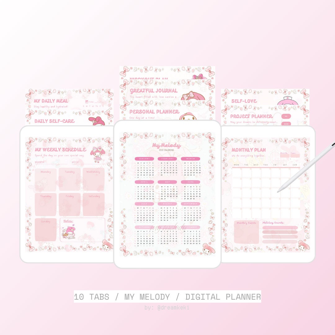 10 Tabs / Kawaii Pink Digital Planner 2024 / Cute Digital - Etsy UK