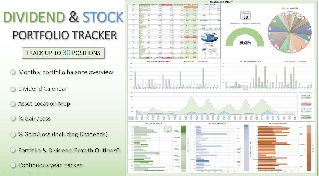 ULTIMATE Dividend & Stock Portfolio Tracker | 30 Positions - Etsy