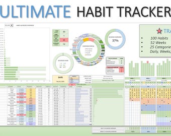 Outil de suivi des habitudes ultime | Quotidienne, hebdomadaire, mensuelle, trimestrielle, semestrielle, annuelle