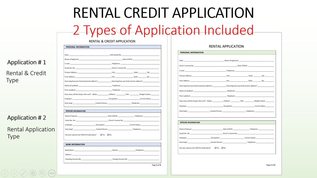Rental Credit Application Template Etsy Rental Credit Application Template Etsy