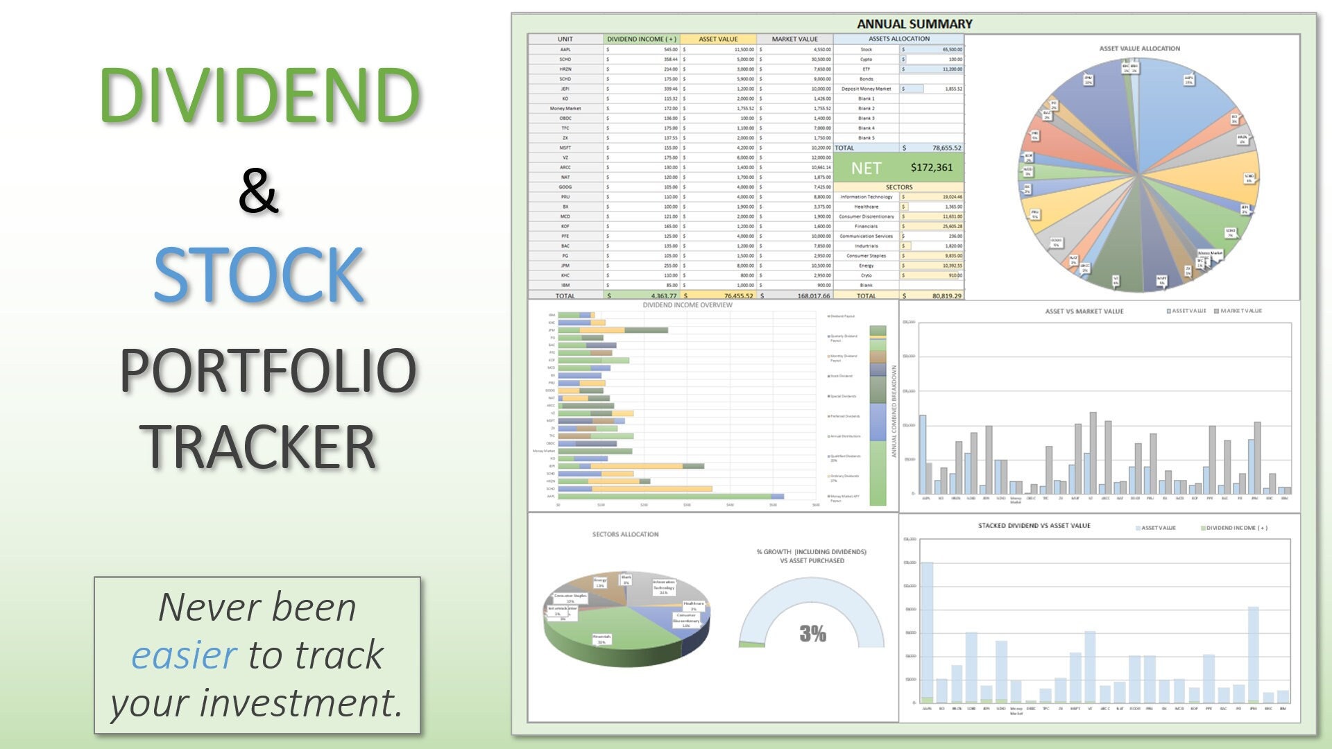 Dividend & Stock Portfolio Tracker | Simple Edition - Etsy