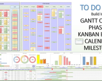 Liste de tâches avec diagramme de Gantt intégré pour la maison et le travail | Tableau Kanban | Calendrier | Jalon