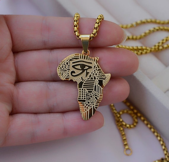 Cheap Men Fashion Country Africa Chain Gold Pendant Necklace African Map |  Joom