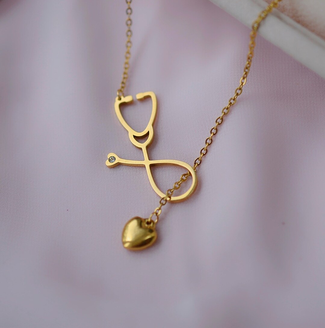 Stethoscope necklace white gold sale
