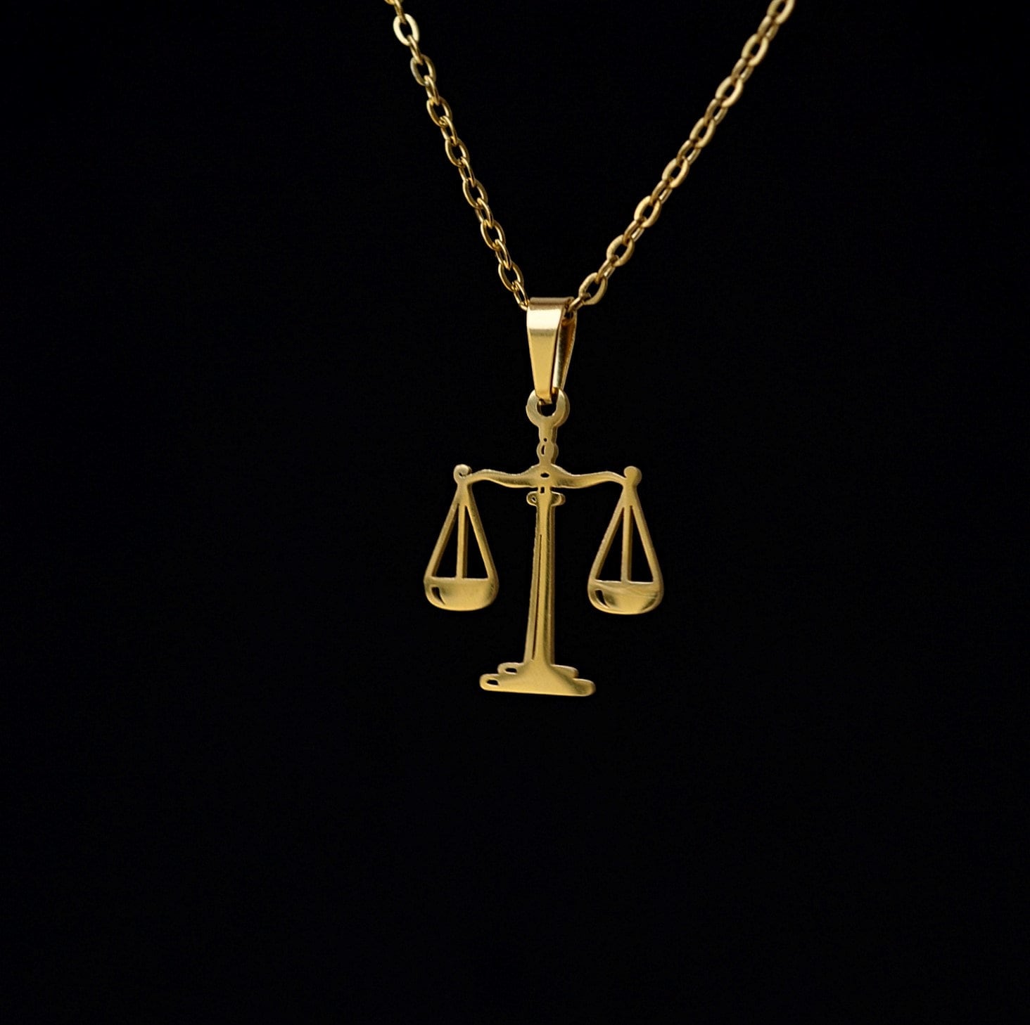 Fred Paris Gold Libra Scale Zodiac Pendant