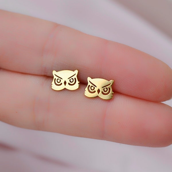 Gold Owl Earrings Etsy UK