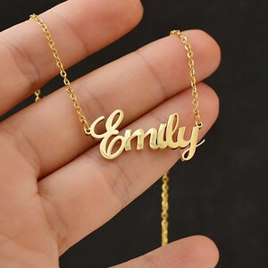 Emily Name Necklace Emily Gold Necklace Dangle Necklace Custom