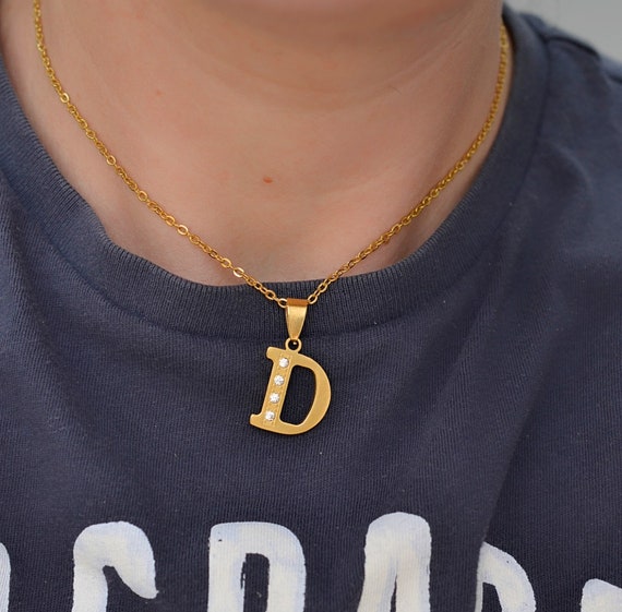 Boyfriend Initial Necklace Large Gold Initial Necklace Unisex M