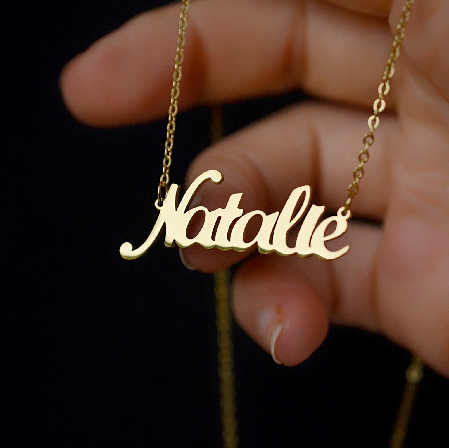 Natalie name Necklace Natalie Gold Necklace dangle Necklace custom Natalie birthday gift bestfriend Gift women special gift