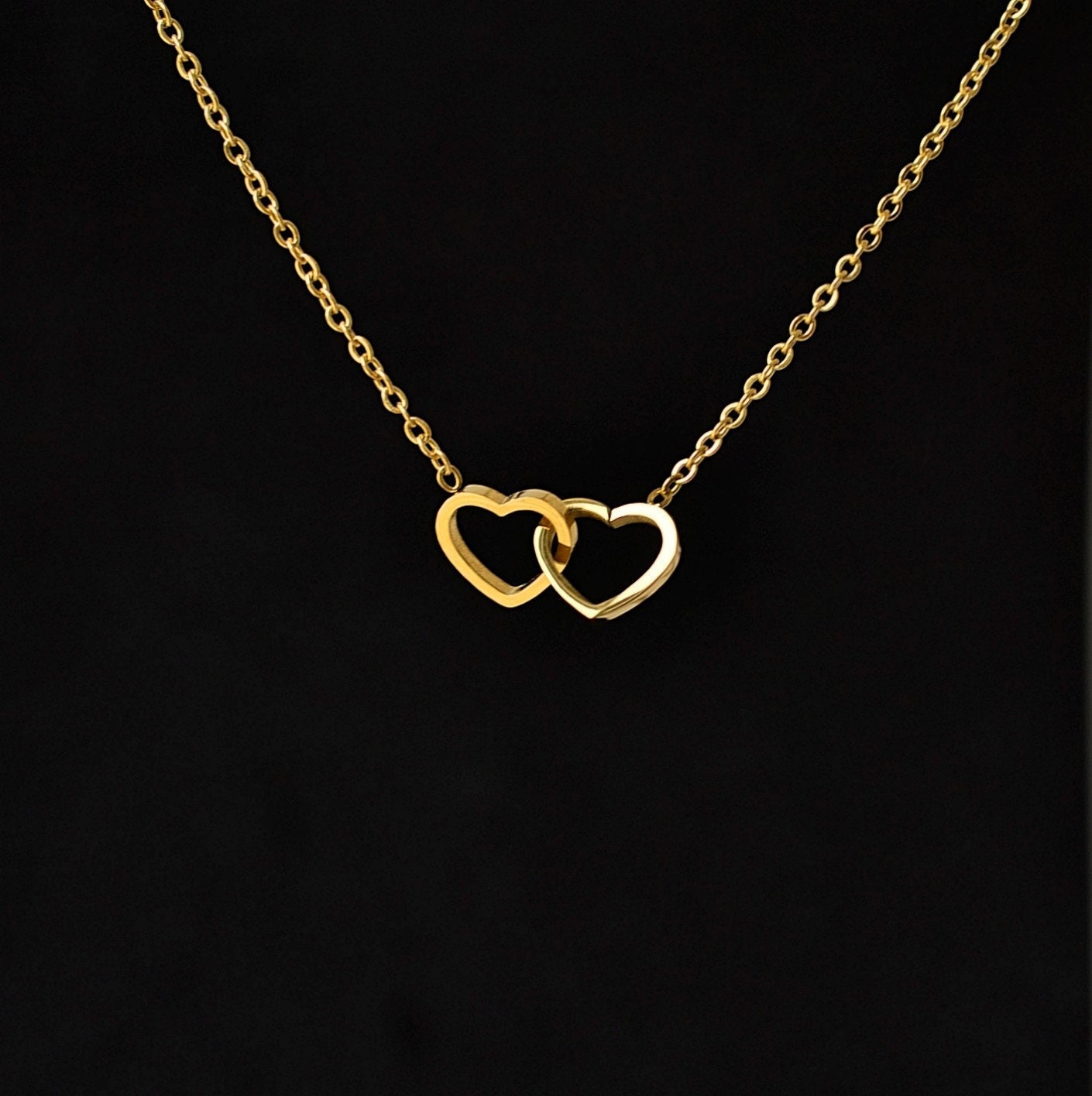 2 heart necklace gold deals