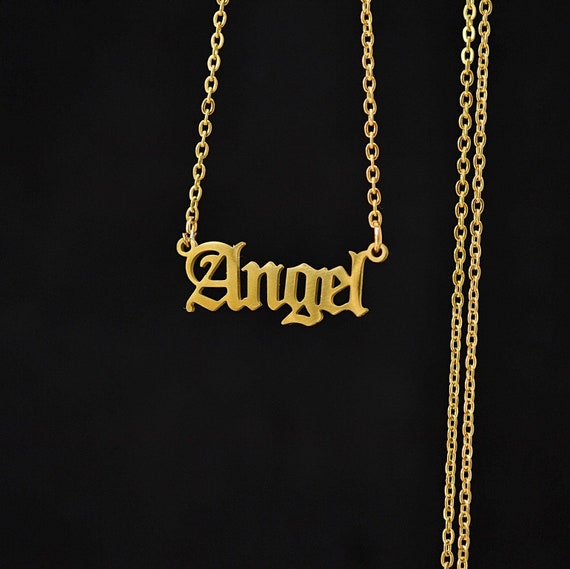 Buy Angel Necklace Angel Name Gold Necklace Dangle Necklace