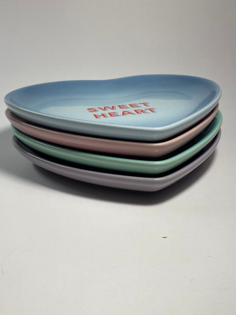 Le Creuset Conversation Hearts Ceramic Plates Pink Blue Purple Etsy