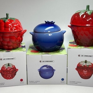 Le Creuset Stoneware Cocotte ~ Set of 3 Fruit ~ Strawberry