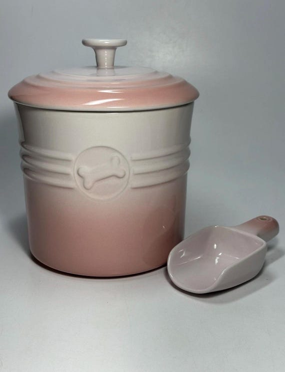 Le Creuset Pet Food Treat Canister and Scoop Set ~ Shell Pink