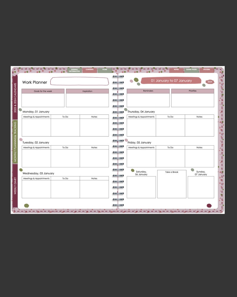 2023 2024 Planner Work From Home Planner Home Office Planner Digital