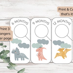 Printable Hanger Dividers for Baby Boy, Dinosaur Themed Nursery, Baby Clothes Organizers, Closet Dividers
