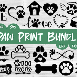 Pootafdruk SVG-bundel, hond-SVG, huisdier-SVG, cricut-bestanden, silhouetbestanden