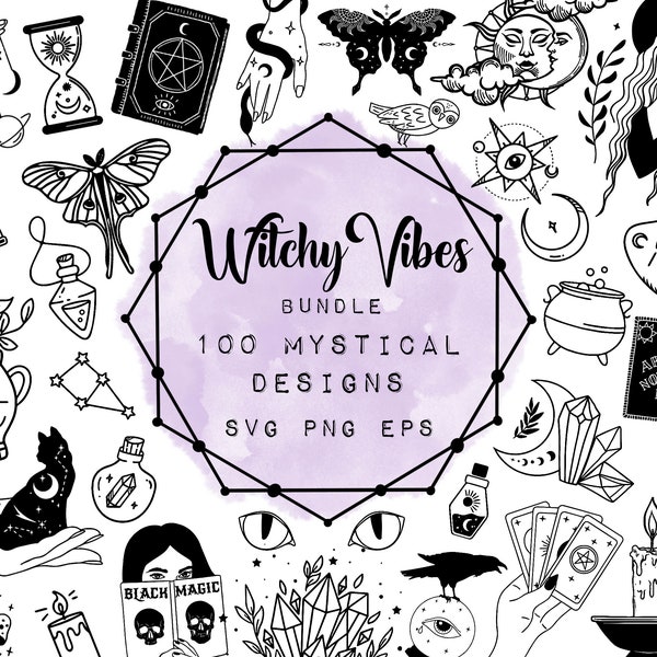 Witchy vibes SVG bundle, Mystical, Magic, Astrology, Cricut cut files, silhouette cut files, magical SVG