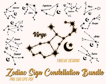 Zodiac Constellation SVG bundle, zodiac svg, horoscope svg, astrology svg, constellations SVG, files for cricut, SVG bundle