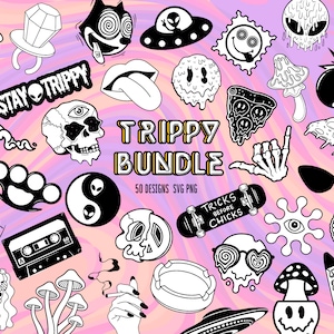 Trippy SVG bundle, SVG files, hippie svg, groovy svg, SVG bundle, png, cricut cut files, 50 designs image 1
