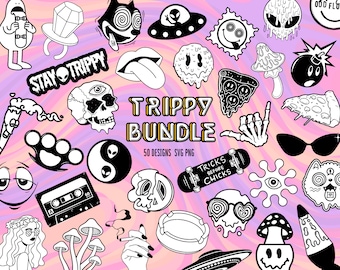 Trippy SVG bundle, SVG files, hippie svg, groovy svg, SVG bundle, png, cricut cut files, 50 designs