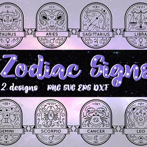 Zodiac Sign SVG Bundle, Astrology svg, cricut files, silhouette files, SVG, PNG