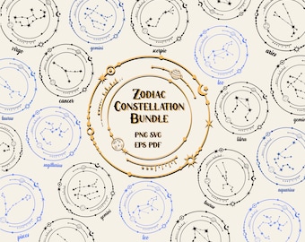 Zodiac Constellation SVG Bundle, zodiac sign svg, horoscope svg, astrology svg, celestial svg, mystical svg, space SVG
