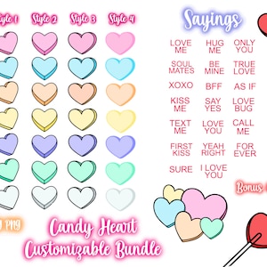 Candy Herzen Personalisierbare SVG Bundle, Valentinstag svg, Love svg, candy svg, candy svg, SVG, SVG für cricut, candy heart svg