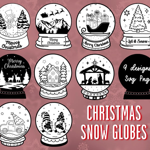 Christmas Snow Globe SVG Bundle, Christmas SVG, Christmas png, Christmas crafts, digital files, cricut cut files, SVG
