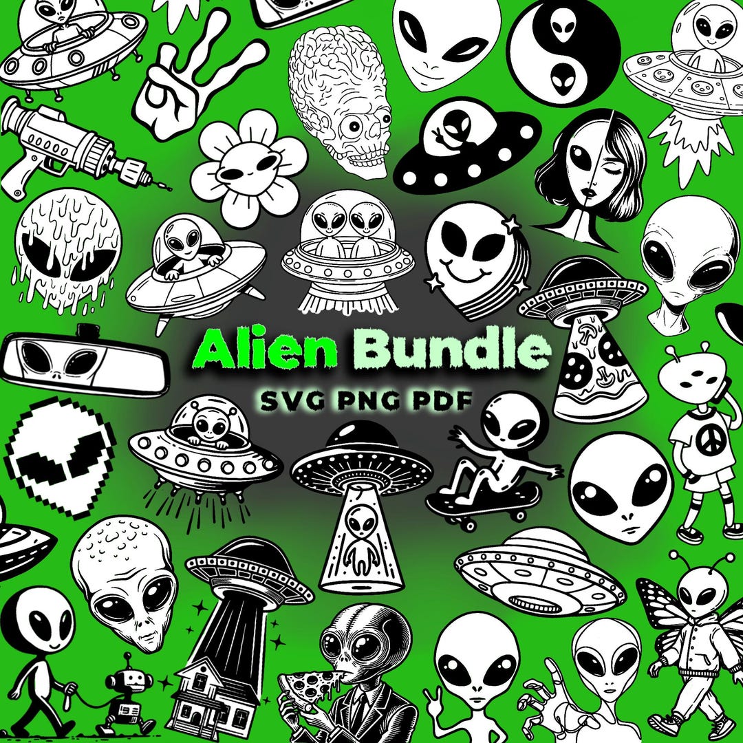 Alien SVG Bundle, Alien Svg, Ufo Svg, Extraterrestrial Svg, SVG Bundle ...