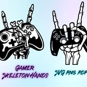 Manos de esqueleto de jugador SVG, png, esqueleto png, videojuegos svg, juegos svg, gamer SVG, controlador de juego svg, archivos cricut, archivos digitales